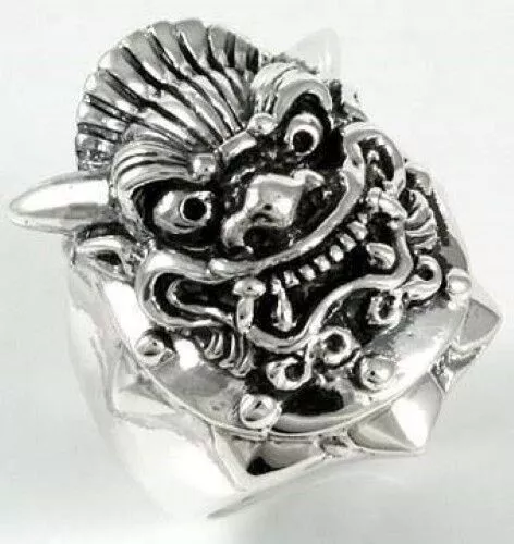 Devil Demon Mask 925 Solid Sterling Silver Mens Band Ring Celtic Rampant Neuf