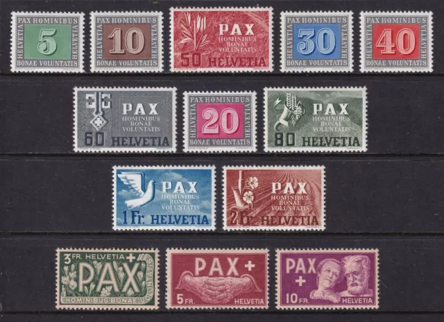 SWITZERLAND 1945 PAX Peace set of 13 SG 447-459 MH/* (CV £275)