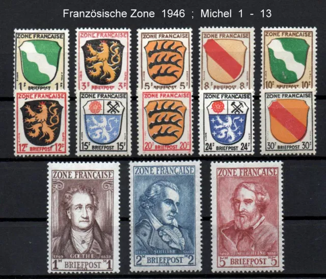 Französische Zone  1946 , Michel 1 - 13