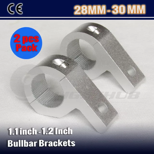 2X 28mm-30mm Silver Roofrack Mounting Bracket BullBar Clamp For Led Light Bar