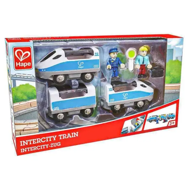 Hape E3728 Wooden Intercity Passenger Train Kids Children Playset Toy Age 3+ New