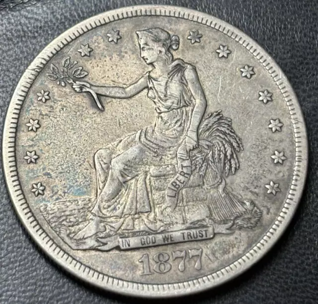1877-S T$1 Trade Silver Dollar. Nice Circulated Details, Scratched Devices