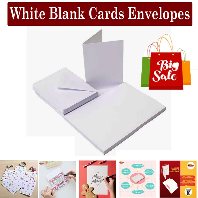 Inkdotpot 50 Carte RSVP Vuote con Buste Bianche Bianca 4 Carte di Risposta X6- Carta di Risposta RSVP per Matrimonio-Doccia Nuziale-Baby Doccia-Cena di Prova