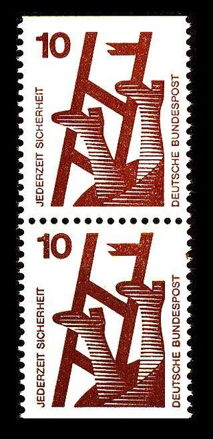 BUND Unfall, Mi. 695 C/D **, 10 Pf. senkrechtes Paar oben und unten geschnitten