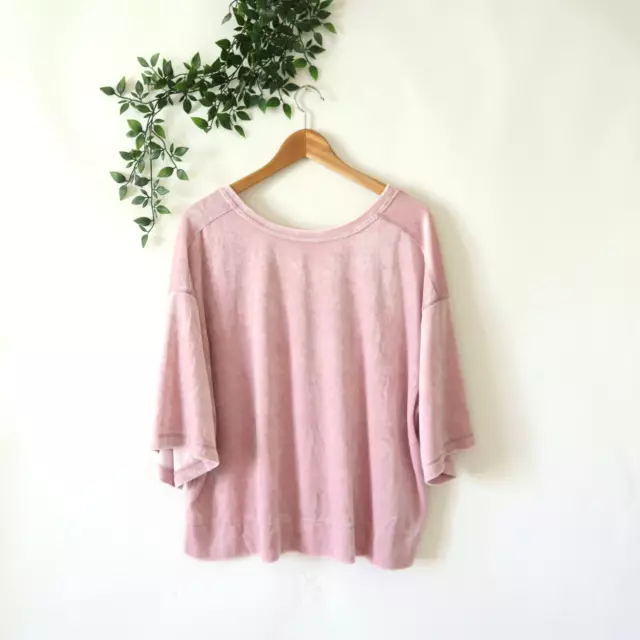 Free People We The Free Pink Velour Short Sleeve Top Size Medium