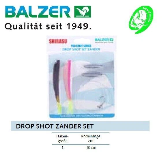 Balzer Shirasu Dropshot-Set Barsch Zander Finesse Angeln DS Blei Haken Köder
