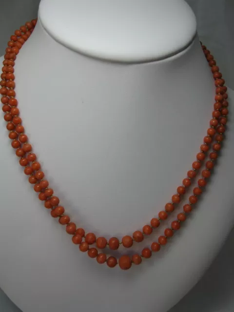 Corail Collier Antique Victorien 14K Or Gradué Perles c1880 Mariage Bijoux 2