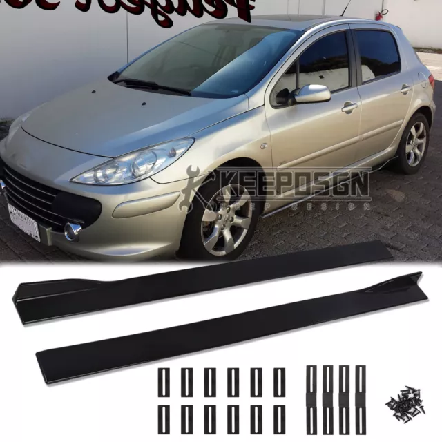 Seitenschweller Sideskirts Ansätz Tuning Glänz Schwarz für Peugeot 307 207 206