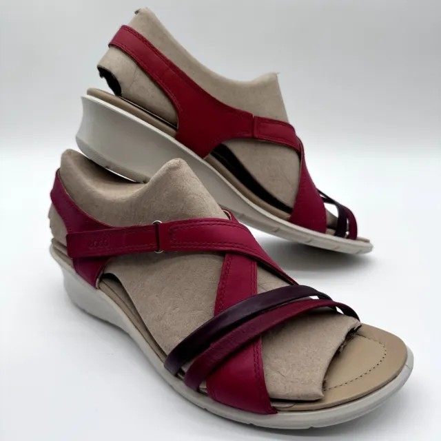 New Ecco Felicia Leather Wedge Sandal Chili Red Size 10 10.5 EU 41 Women's