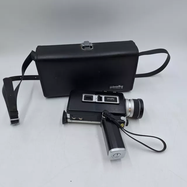 Videocámara Minolta Super 8 Autopak 8 D4 con estuche de cuero sin probar