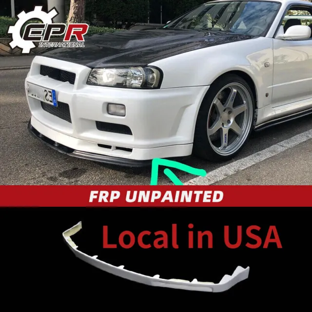 For Nissan Skyline R34 GTR FRP Unpainted OE Standard Bumper Front Middle Lip