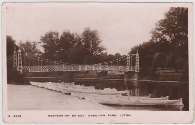 Bedfordshire Luton Wardown Park Suspension Bridge Postcard