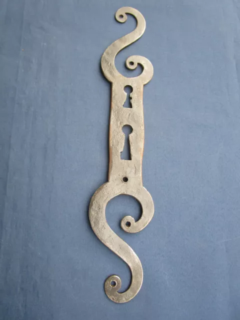 Grande entrée serrure fer forgé ouvragée ancienne 38 X 7,5 cm
