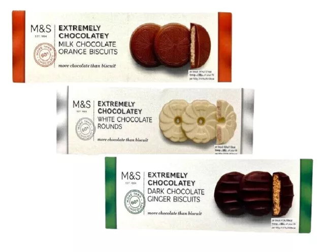 Chocolatey Biscuits M&S Extremely White / Dark / Orange / Ginger / Milk