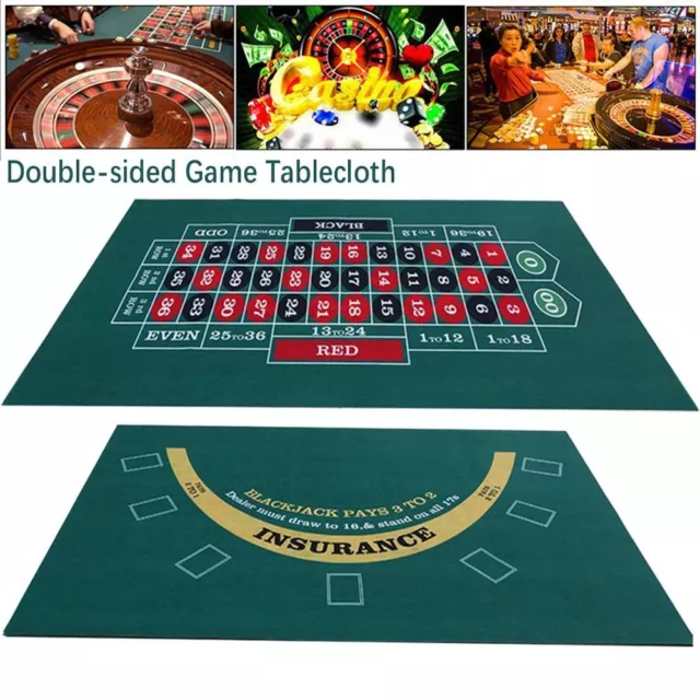 Double-sided Poker Table Top Felt Cloth Casino Table Mat  Chess&Card Room