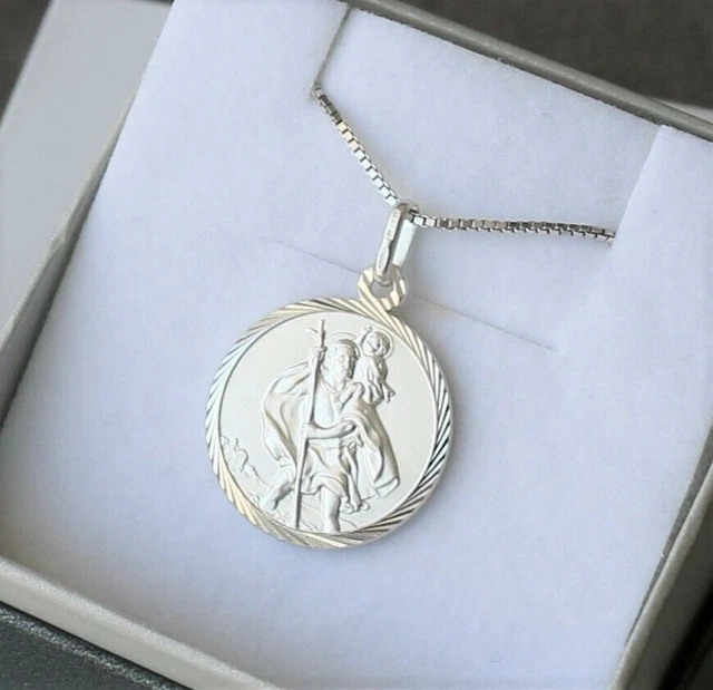 Angelo in argento 925 / Medaglia di San Cristoforo Santo della protezione...