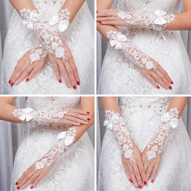 Guanti da sposa bianchi guanto lungo guanti bianchi in pizzo