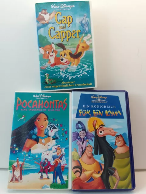 Walt Disney Paket VHS Pocahontas, Cap und Capper, Ein Königreich für ein Lama👍