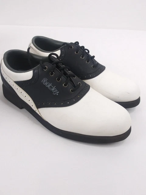 Vtg FootJoy Golf Shoes Mens 6 Green-Joys 45401 Wht Blk Saddle NEED SPIKES Boxed