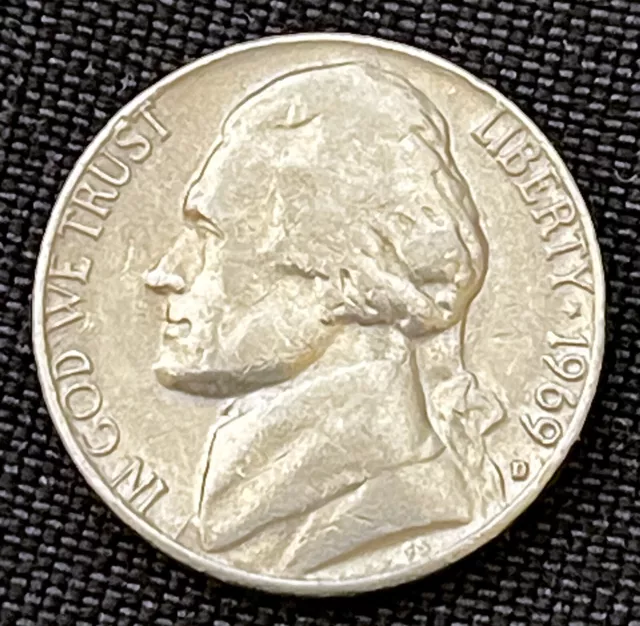 US Nickel 5¢ Coin 1969-D Denver -Monticello & Jefferson- Five Cents