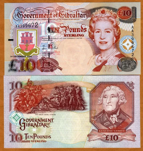 GIBRALTAR, 10 pounds, 2006, QEII, P-32, UNC