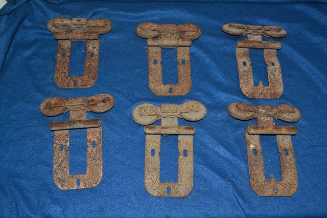Lot Of 6 Vintage Double Wheel Barn Door Rollers Hardware Used Rusty 8