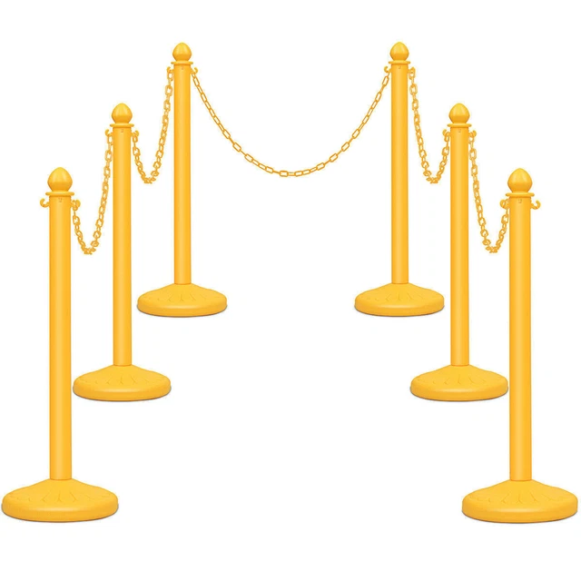 Costway 6Pcs Set Park Crowd Control Plastic Stanchion 39.5" Chain C-Hooks