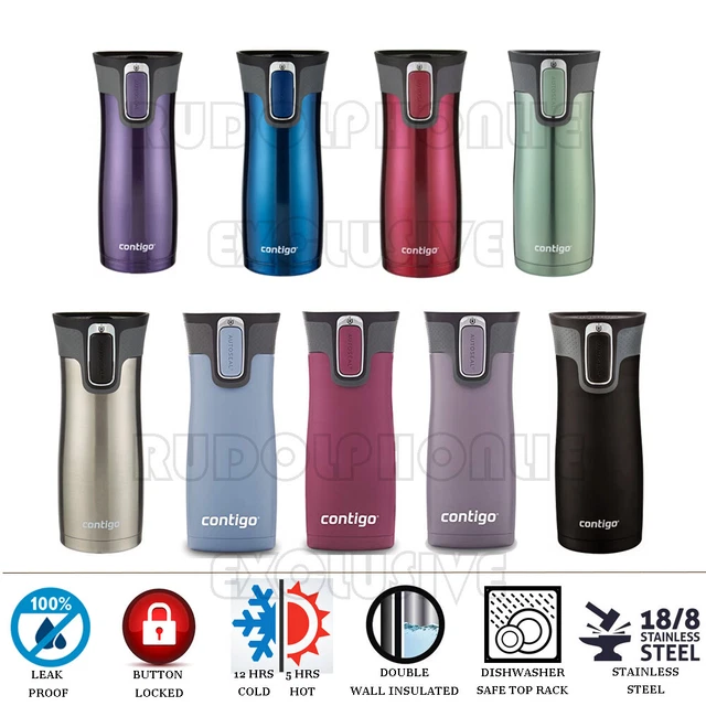 2 x Contigo West Loop Thermos Coffee Water Travel Mug Drink Flask Autoseal 473ml