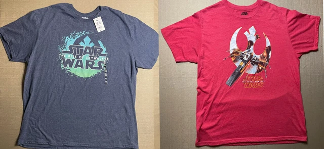 2 Star Wars T Shirts Mens XXL Blue, Red W Graphic 2X One New One Used
