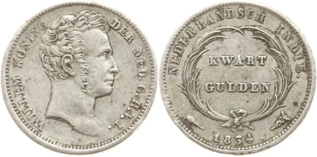 Niederländisch Ostindien, Wilhelm I., 1/4 Gulden 1834 Utrecht