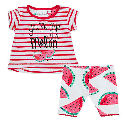 Baby Girls Outfit 2 Piece T-Shirt Legging Top Set Watermelon Print Summer Stripe