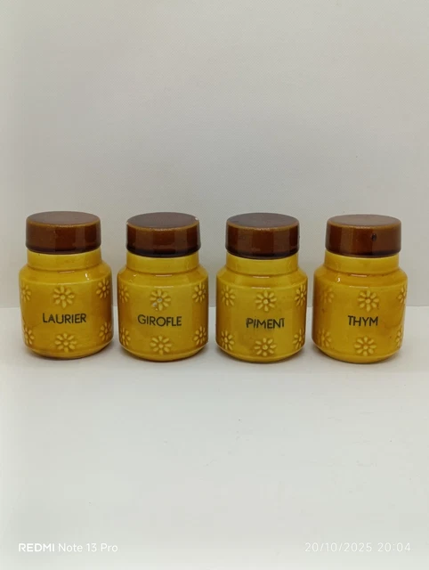 Lot De 6 Pots à épices Décoratifs Le Grenier De Louise - Cuisine Authentique - Dimensions 18x6x10cm