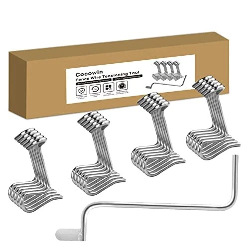 20 Pcs Fence Wire Tightener Tool with Tighteners Handle Fence Wire Tensioner