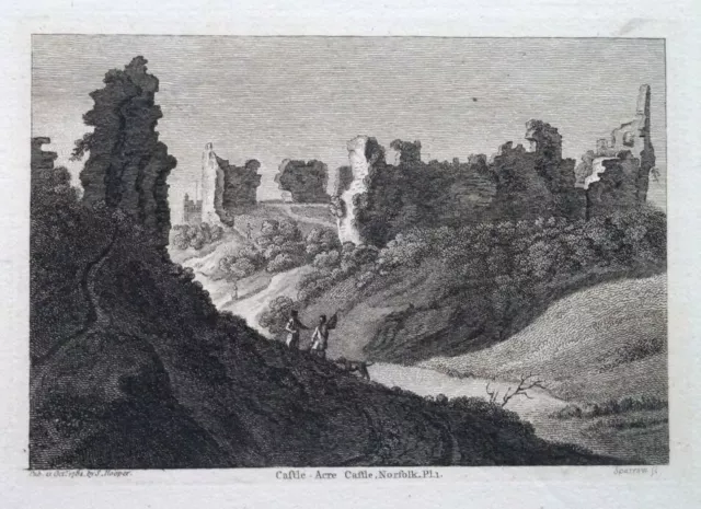 Fine Antique 1784 Engraved Print - Castle Acre Castle, King's Lynn, Norfolk