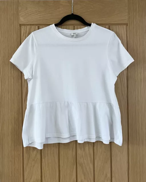 River Island White Peplum T-shirt Top | Women’s Size 12 - 100% Cotton