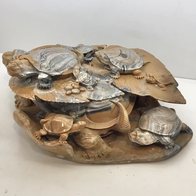 Turtle with Babies - Large Hand-carved Shaushan Chinese Carved Stone Sculpture 2