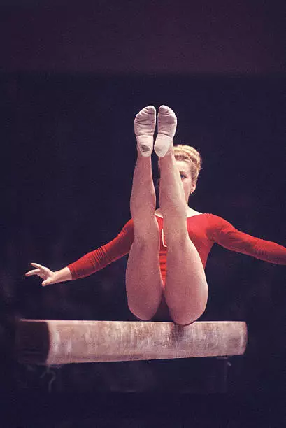 1960s Vera Caslavska Of Czechoslovakia In The Balance Beam 11 Gymnastics Photo