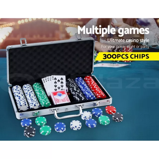 Poker Chip Set 300PC Chips TEXAS HOLD'EM Casino Gambling Party Game Dice Cards 2
