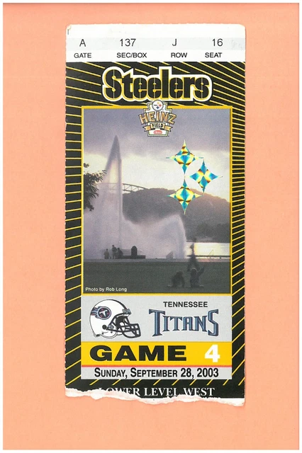 Tennessee Titans at Pittsburgh Steelers 9-28-2003 ticket stub Topps Hines Ward B
