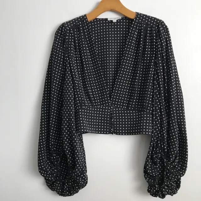 NEW LOOK TOP 8 Black Polka Dot Womens Mesh Long Puff Sleeve Shirt See  Through $7.43 - PicClick