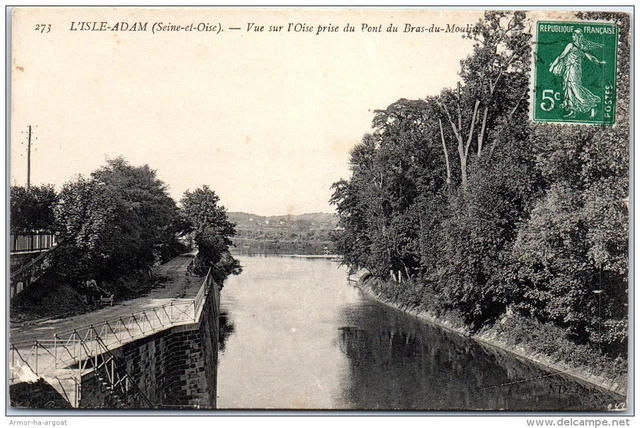 95 L'ISLE ADAM - vue depuis le pont du bras du moulin