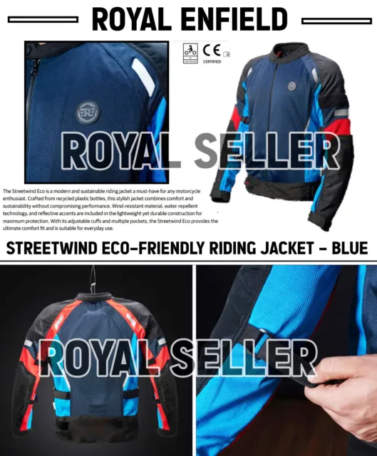 100% Originale Royal Enfield " Streetwind Eco-Friendly Equitazione Jacket-Blue "