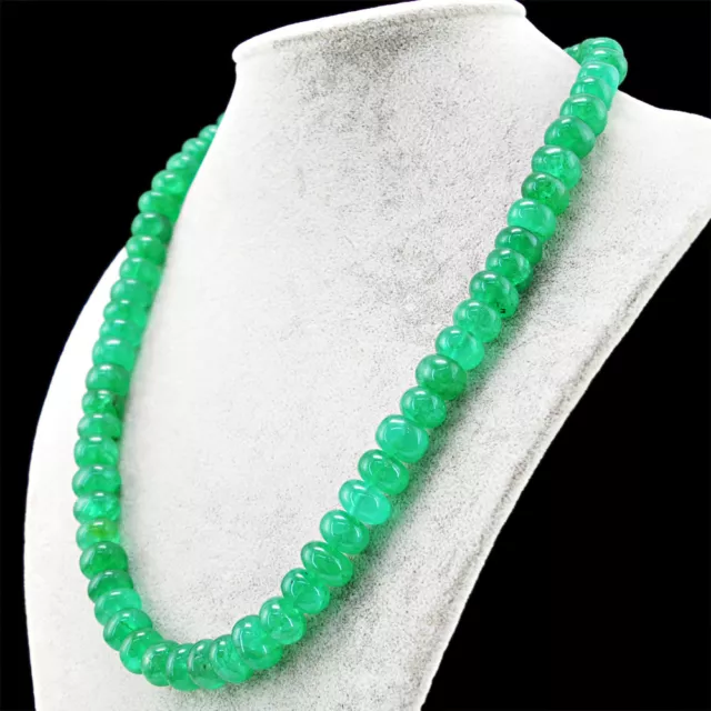 Round 581.50 Cts Earth Mined 20 Inches ENHANCED Emerald Beads Necklace (DG)