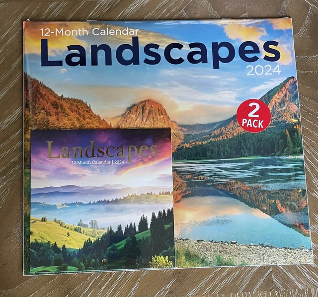 2024 LANDSCAPES 12 Month Wall Calendars 2 pack 12”x11” & 6"x6" NEW