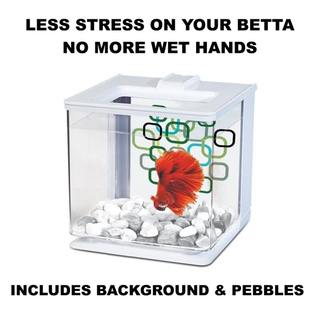 Marina Betta Small Fish Tank 0.7 Gal Aquarium Kit Self-Cleaning System White