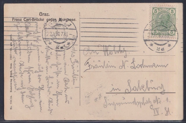 50671) AK Graz Franz Carl-Brücke gegen Murgasse 1907 2