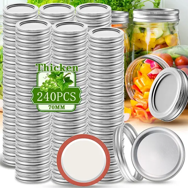 Canning Lids and Rings Regular Mouth 240 Count Mason Jar Lids and Rings Set