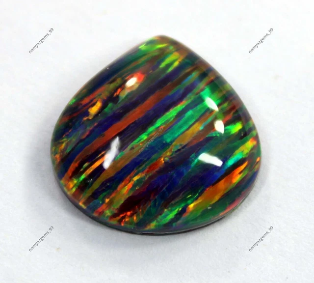 DOUBLET OPALE DE feu arc-en-ciel noire naturelle de 13,25 ct certifiée pierre... EUR 13,56 - FR