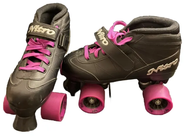 Epic Roller speed Skates Womens Sz 5 Nitro Turbo Black & Purple  Quad