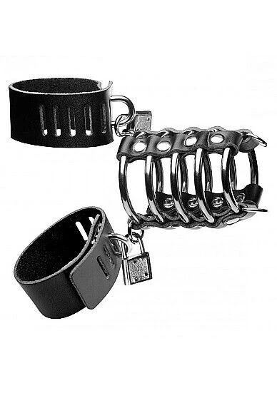 Cinturón de castidad bondage con testículos apretados, jaula para pene,...